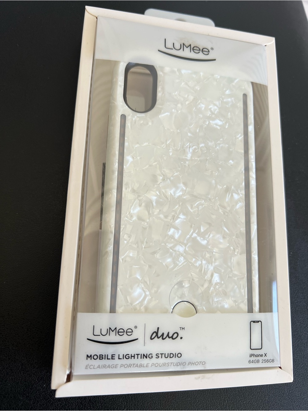 LuMee Duo Pearl White Iridescent iPhone X Case with Dual Light Strips